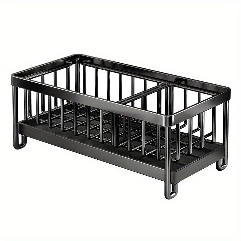 Stainless Steel Sponge Holder Rack with Drain Tube for Kitchen Supplies