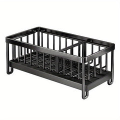 Stainless Steel Sponge Holder Rack with Drain Tube for Kitchen Supplies