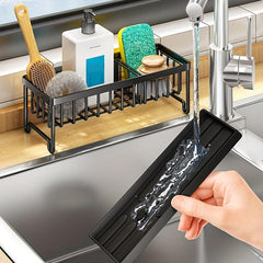 Stainless Steel Sponge Holder Rack with Drain Tube for Kitchen Supplies