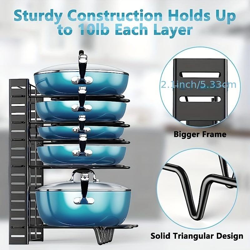 8 Layer Pot Pan Organizer Kitchen Storage Lid Organizer Kitchen Accessories
