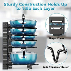 8 Layer Pot Pan Organizer Kitchen Storage Lid Organizer Kitchen Accessories