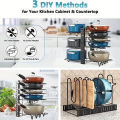 8 Layer Pot Pan Organizer Kitchen Storage Lid Organizer Kitchen Accessories