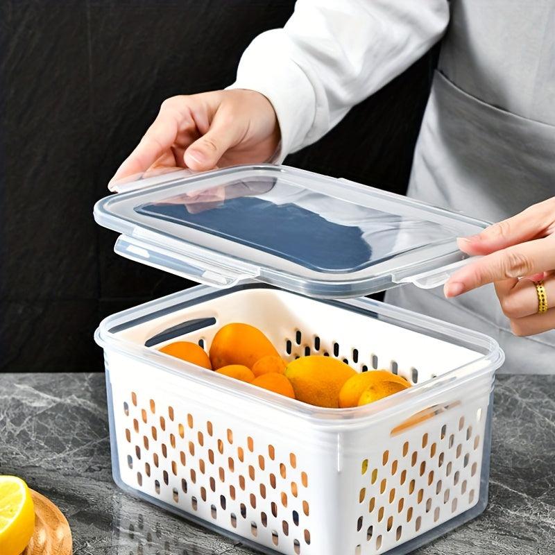 3pcs Japanese Style Double Layer Fresh Keeping Boxes for Vegetables Fruits