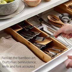 Bamboo Kitchen Drawer Storage Rack Organizer for Fork Spoon Cutlery Divider
