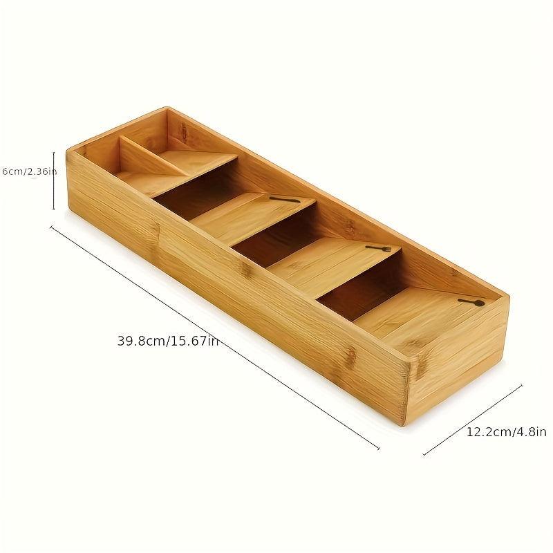 Bamboo Kitchen Drawer Storage Rack Organizer for Fork Spoon Cutlery Divider