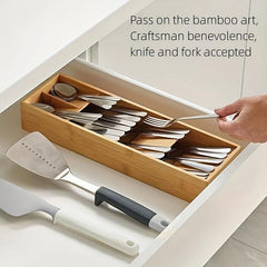 Bamboo Kitchen Drawer Storage Rack Organizer for Fork Spoon Cutlery Divider