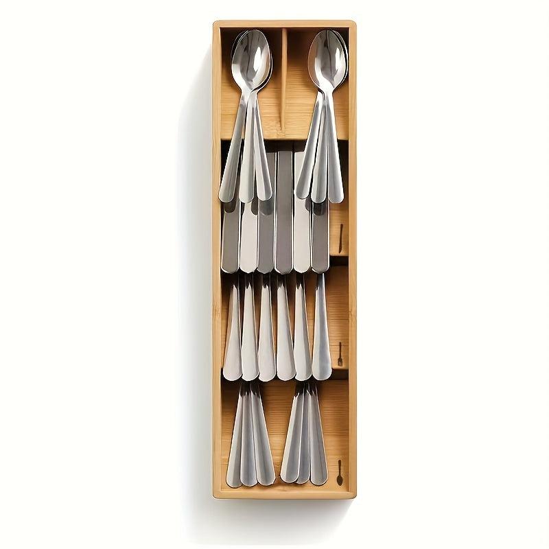 Bamboo Kitchen Drawer Storage Rack Organizer for Fork Spoon Cutlery Divider