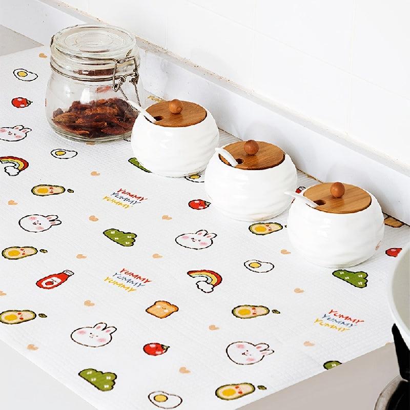 Waterproof Printed Shelf Liner Mat for Fridge - Non-Slip Drawer Cover