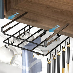 Flexible Kitchen Rack with Hanging Basket - Organize Your Kitchen and Bathroom