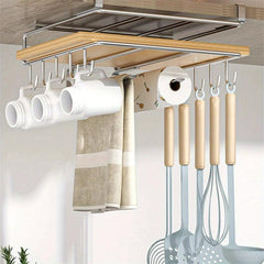 Flexible Kitchen Rack with Hanging Basket - Organize Your Kitchen and Bathroom