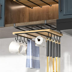 Flexible Kitchen Rack with Hanging Basket - Organize Your Kitchen and Bathroom