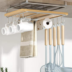 Flexible Kitchen Rack with Hanging Basket - Organize Your Kitchen and Bathroom
