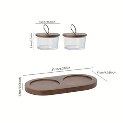 6pcs Nut Dish With Lids & Wooden Tray Snack Jar Fruit Bowl Room Decor