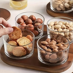 6pcs Nut Dish With Lids & Wooden Tray Snack Jar Fruit Bowl Room Decor