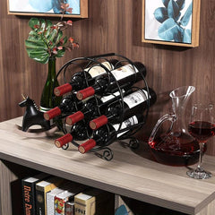 Metal Wine Rack 7 Bottle Capacity Countertop Display Stand Small Bottles Kitchen
