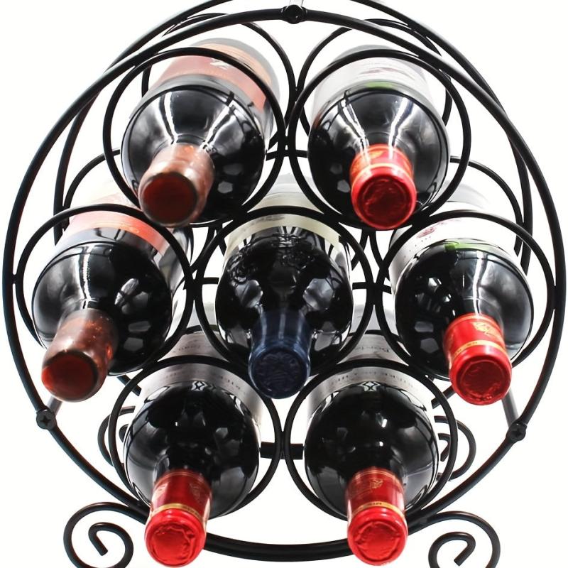 Metal Wine Rack 7 Bottle Capacity Countertop Display Stand Small Bottles Kitchen