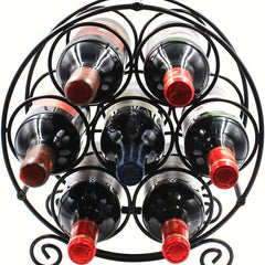 Metal Wine Rack 7 Bottle Capacity Countertop Display Stand Small Bottles Kitchen