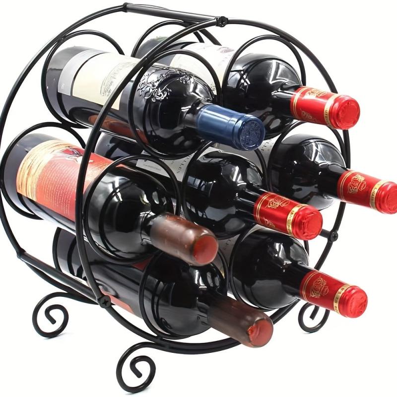 Metal Wine Rack 7 Bottle Capacity Countertop Display Stand Small Bottles Kitchen