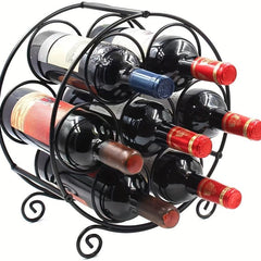 Metal Wine Rack 7 Bottle Capacity Countertop Display Stand Small Bottles Kitchen