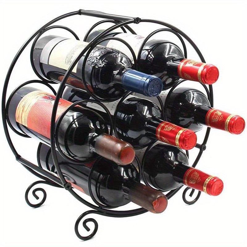 Metal Wine Rack 7 Bottle Capacity Countertop Display Stand Small Bottles Kitchen