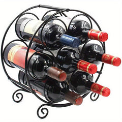 Metal Wine Rack 7 Bottle Capacity Countertop Display Stand Small Bottles Kitchen