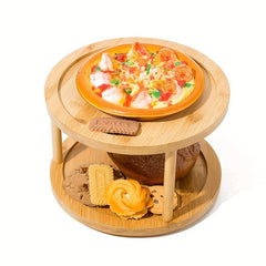 Bamboo Turntable Lazy Susan Spinning Spice Rack 2 layer