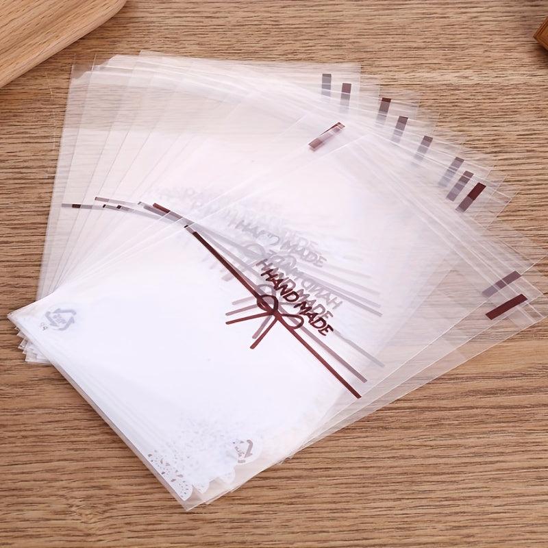 100 Pcs Self Sealing Plastic Bags Bowknot Resealable Packaging Bag