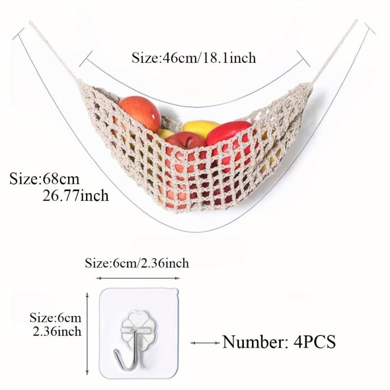 Bohemian Macrame Fruit Hammock Basket Hanging Fruit Hammock