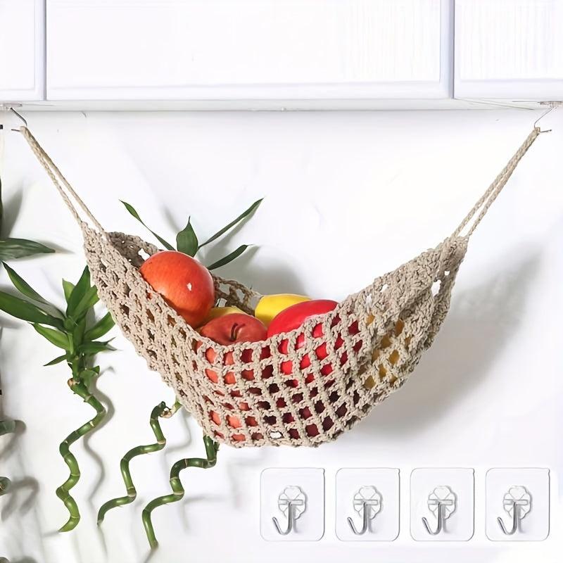 Bohemian Macrame Fruit Hammock Basket Hanging Fruit Hammock