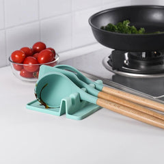 Silicone Utensil Rest with Drip Pad Heat Resistant Spoon Holder for Stove Top