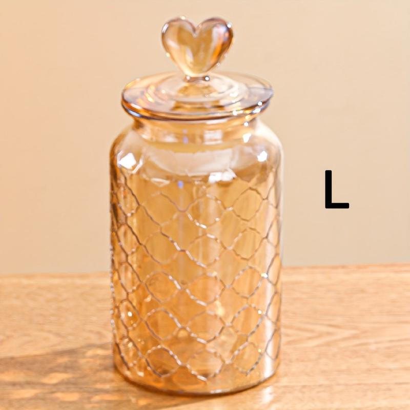 Christmas Cookie Jar With Heart Cover Glass Sealed Jar