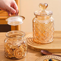 Christmas Cookie Jar With Heart Cover Glass Sealed Jar