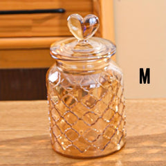 Christmas Cookie Jar With Heart Cover Glass Sealed Jar