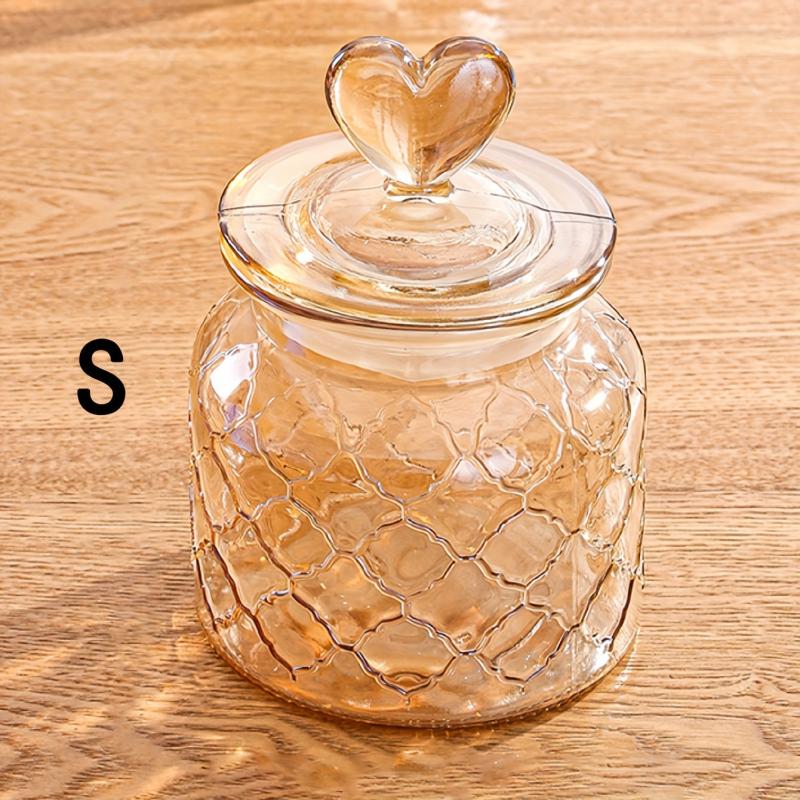 Christmas Cookie Jar With Heart Cover Glass Sealed Jar