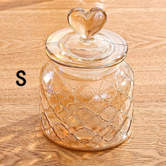 Christmas Cookie Jar With Heart Cover Glass Sealed Jar