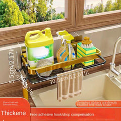 Wall Mounted Metal Caddy for Kitchen Sink with Towel Rod Hooks