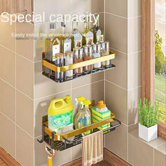 Wall Mounted Metal Caddy for Kitchen Sink with Towel Rod Hooks