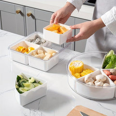 Plastic Refrigerator Storage Box With Grids Fresh Keeping