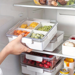 Plastic Refrigerator Storage Box With Grids Fresh Keeping