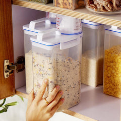 2Pcs Cereal Storage Container BPA-Free Rice Bucket w/ Measuring Cup