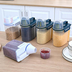 2Pcs Cereal Storage Container BPA-Free Rice Bucket w/ Measuring Cup