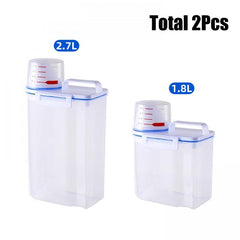 2Pcs Cereal Storage Container BPA-Free Rice Bucket w/ Measuring Cup