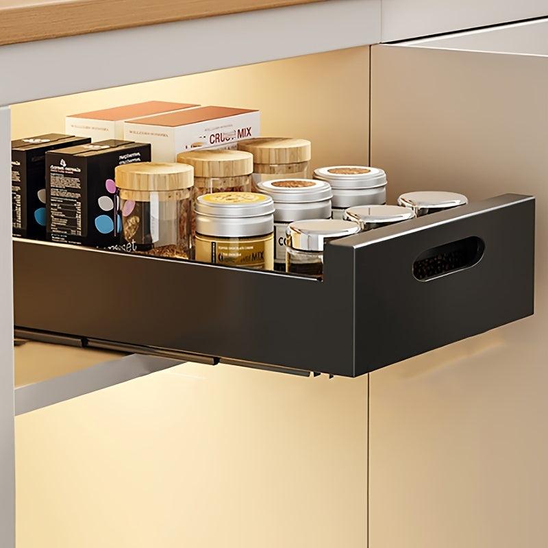 Drawer Storage Rack for Kitchen Cabinet, Extendable Sliding Drawer Organizer