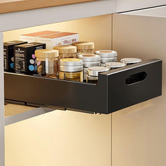Drawer Storage Rack for Kitchen Cabinet, Extendable Sliding Drawer Organizer