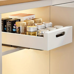Drawer Storage Rack for Kitchen Cabinet, Extendable Sliding Drawer Organizer