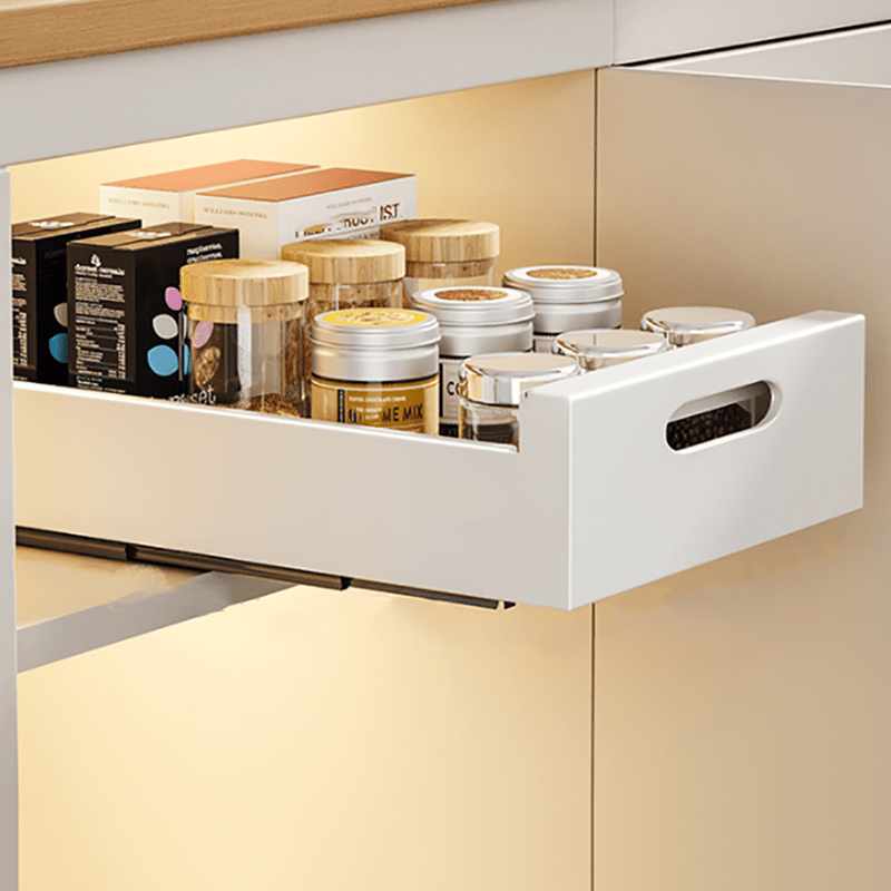 Drawer Storage Rack for Kitchen Cabinet, Extendable Sliding Drawer Organizer