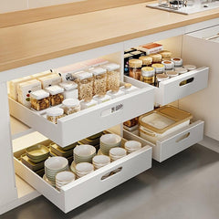 Drawer Storage Rack for Kitchen Cabinet, Extendable Sliding Drawer Organizer