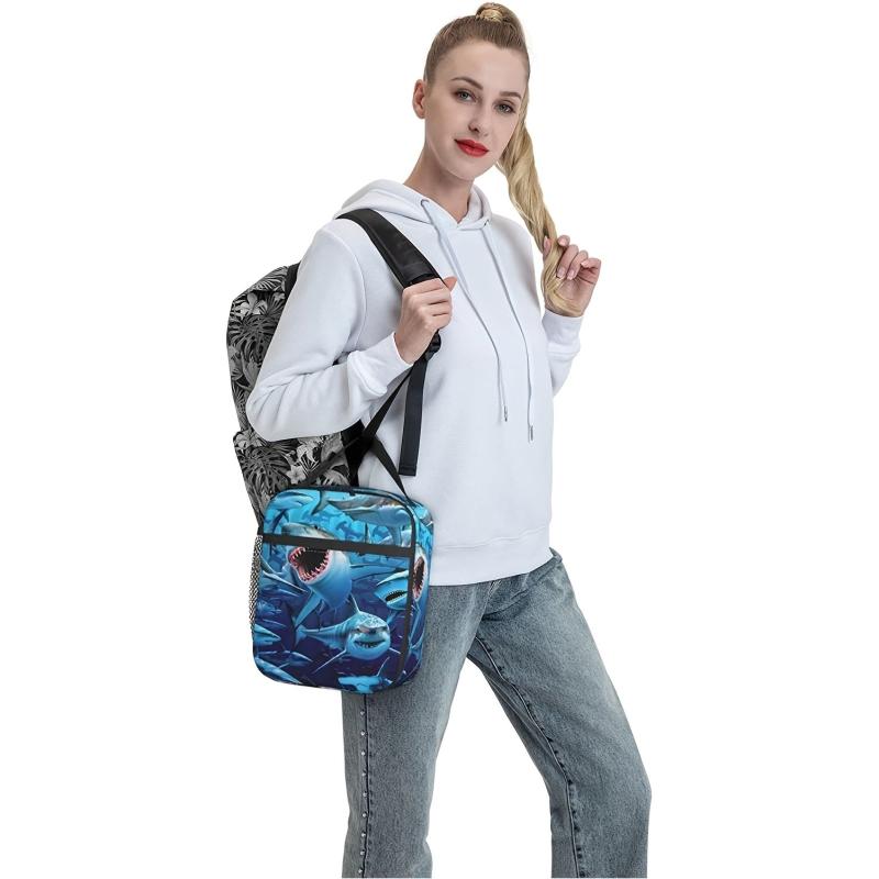 Portable Shark Lunch Bag Insulated Cooler for Office School Outdoor Picnic Beach