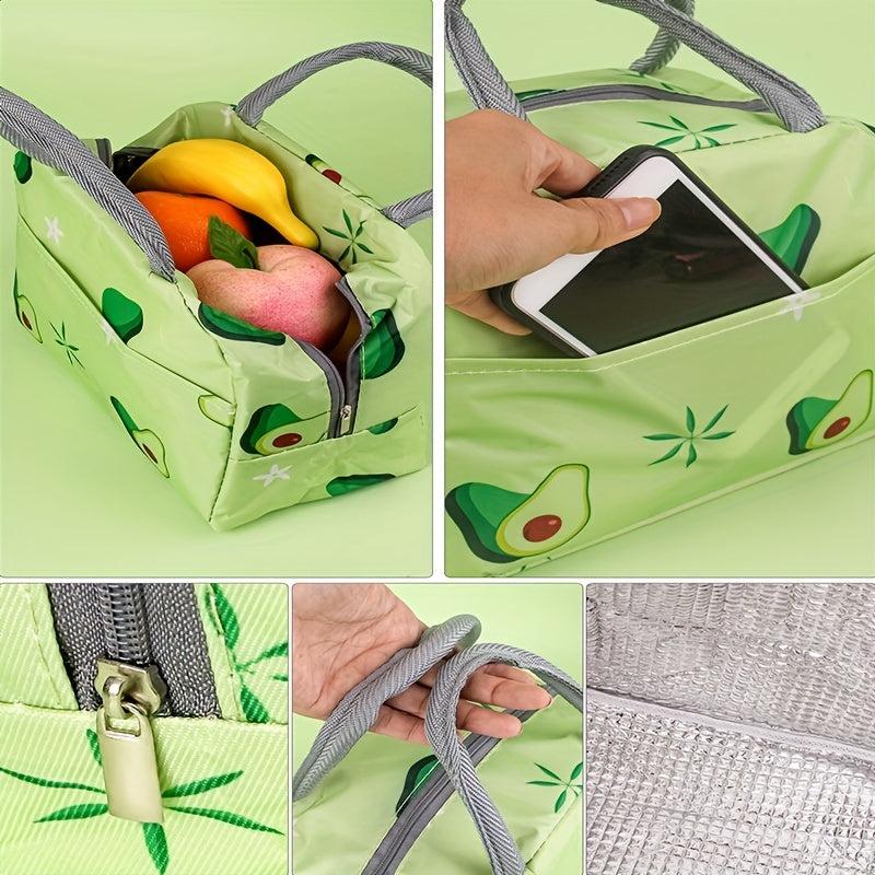 Green Avocado Insulated Lunch Bag Thick Aluminum Foil Leakproof Lunch Box