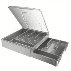 Double Layer Silverware Tray with Lid Drawer Organizer for Utensil Storage